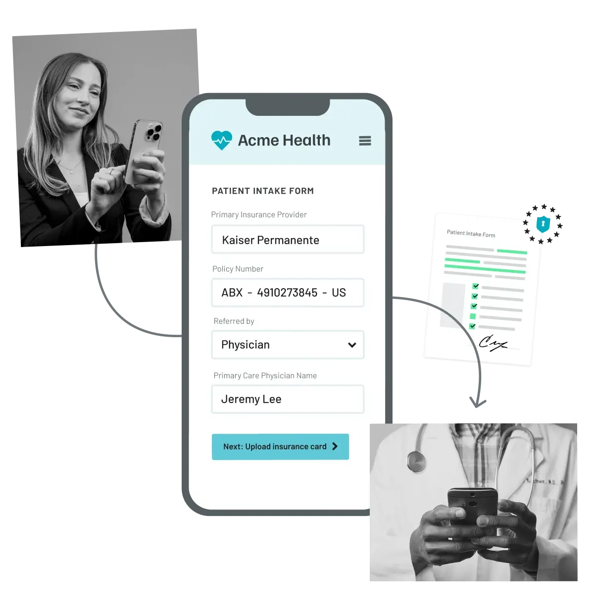 Embed HIPAA compliant paperwork or e-sign experiences